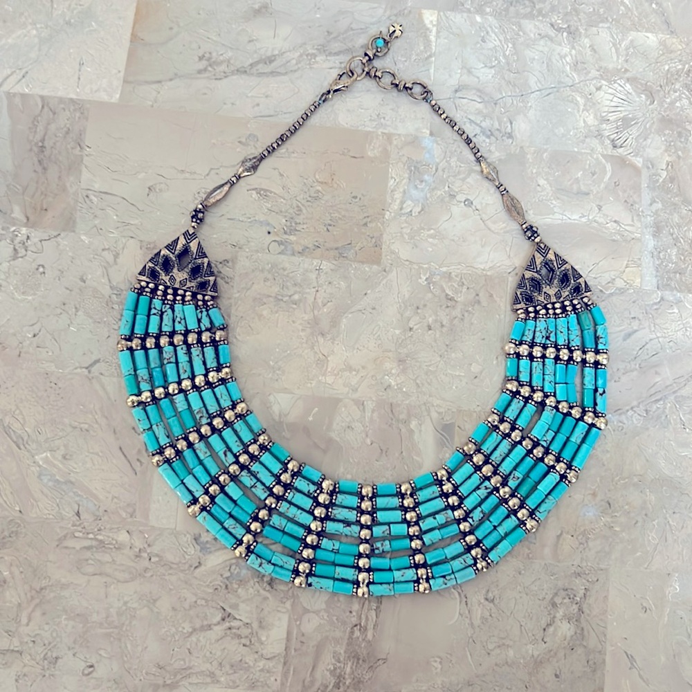 Faux Turquoise Bead Necklace
